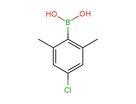 Molecular Structure of 1027045-31-3 (2,6-DIMETHYL-4-CHLOROPHENYLBORONIC ACID)