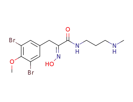 Molecular Structure of 1338586-56-3 ((E)-3-(3,5-dibromo-4-methoxyphenyl)-2-hydroxyimino-N-(3-(methylamino)propyl)propanamide)