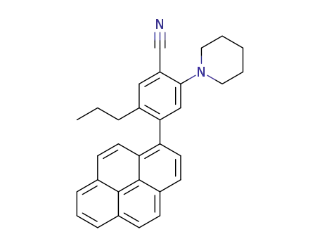 Molecular Structure of 1330065-81-0 (2-(piperidin-1-yl)-5-propyl-4-(pyren-1-yl)-benzonitrile)