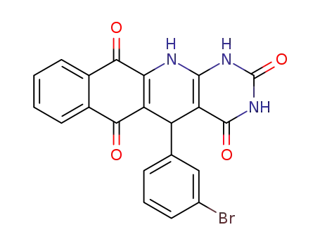 Molecular Structure of 1403890-80-1 (5-(3-bromophenyl)-5,12-dihydrobenzo[g]pyrimido[4,5-b]quinoline-2,4,6,11(1H,3H)-tetraone)