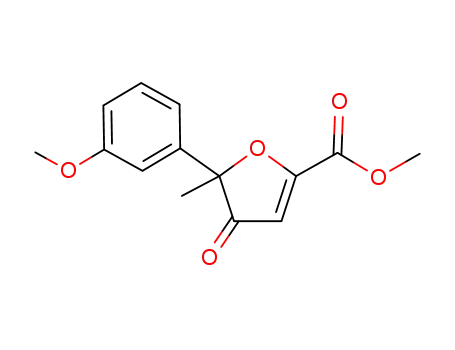 Molecular Structure of 936231-44-6 (5-(3-methoxy-phenyl)-5-methyl-4-oxo-4,5-dihydro-furan-2-carboxylic acid methyl ester)