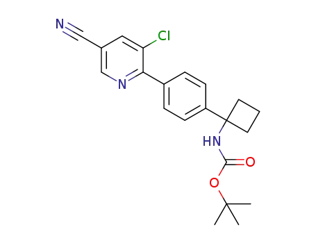 Molecular Structure of 1357159-01-3 (tert-butyl 1-(4-(3-chloro-5-cyanopyridin-2-yl)phenyl)cyclobutylcarbamate)