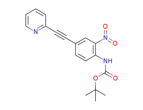 Molecular Structure of 335255-20-4 ((2-nitro-4-pyridin-2-ylethynyl-phenyl)-carbamic acid tert.-butyl ester)