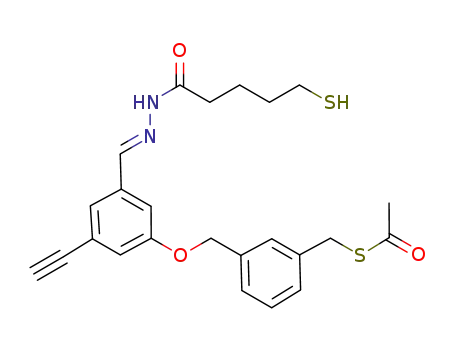 (E)-S-3-((3-ethynyl-5-((2-(5-mercaptopentanoyl)hydrazono)methyl)phenoxy)methyl)benzylethanethioate