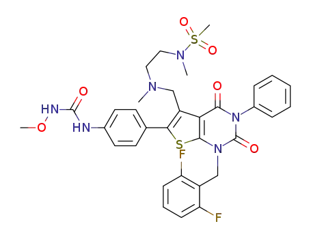N-{2-[{[1-(2,6-difluorobenzyl)-6-(4-{[(methoxyamino)carbonyl]amino}phenyl)-2,4-dioxo-3-phenyl-1,2,3,4-tetrahydrothieno[2,3-d]pyrimidin-5-yl]methyl}(methyl)amino]ethyl}-N-methylmethanesulfonamide