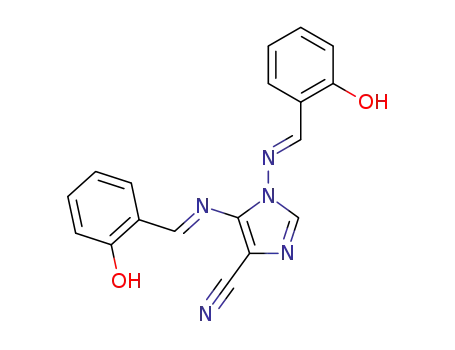 Molecular Structure of 1357384-21-4 (1,5-bis{[(1E)-(2-hydroxyphenyl)methylene]amino}-1H-imidazole-4-carbonitrile)