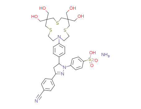 4-(3-(4-cyanophenyl)-5-(4-(9,9,13,13-tetrakis(hydroxymethyl)-1,7,11-trithia-4-azacyclotetradecan-4-yl)phenyl)-4,5-dihydro-1H-pyrazol-1-yl)benzene-1-sulfonic acid ammonium salt