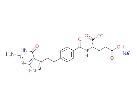 Molecular Structure of 1006872-74-7 (N-[4-[2-(2-amino-4,7-dihydro-4-oxo-3H-pyrrolo[2,3-d]pyrimidin-5-yl)ethyl]benzoyl]-L-glutamic acid monosodium salt)