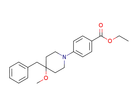 Molecular Structure of 926933-72-4 (Benzoic acid, 4-[4-methoxy-4-(phenylmethyl)-1-piperidinyl]-, ethyl ester)