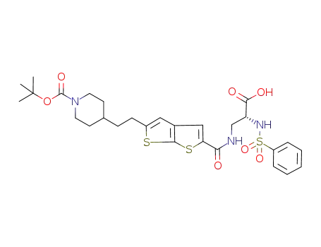 4-{2-[5-(2-benzenesulfonylamino-2-carboxy-ethylcarbamoyl)-thieno[2,3-<i>b</i>]thiophen-2-yl]-ethyl}-piperidine-1-carboxylic acid <i>tert</i>-butyl ester