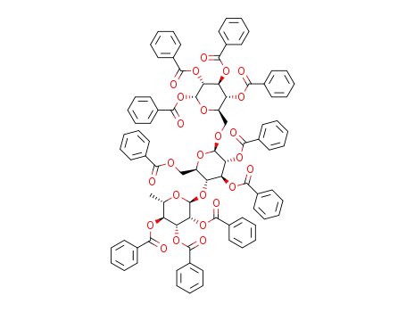 2,3,4-tri-O-benzoyl-α-L-rhamnopyranosyl-(1->4)-2,3,6-tri-O-benzoyl-β-D-glucopyranosyl-(1->6)-1,2,3,4-tetra-O-benzoyl-α-D-glucopyranoside