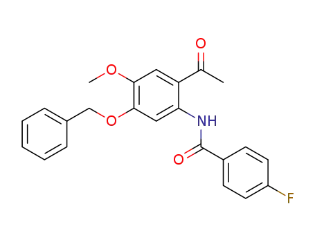 Molecular Structure of 1256037-21-4 (N-(2-acetyl-5-benzyloxy-4-methoxyphenyl)-4-fluorobenzamide)