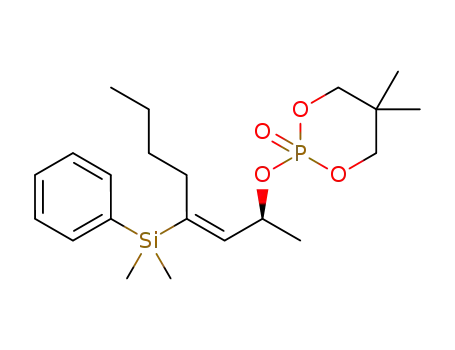 Molecular Structure of 1378249-67-2 (2-{[(2S,4E)-4-[dimethyl(phenyl)silyl]-3-octen-2-yl]oxy}-5,5-dimethyl-1,3,2-dioxaphosphinane-2-oxide)