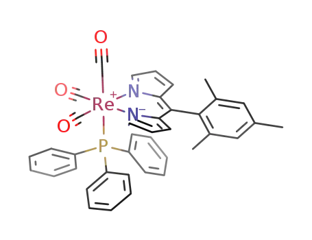 fac-[Re((C<sub>4</sub>H<sub>3</sub>N)2CC<sub>6</sub>H<sub>2</sub>(CH<sub>3</sub>)3)(CO)3(PPh<sub>3</sub>)]