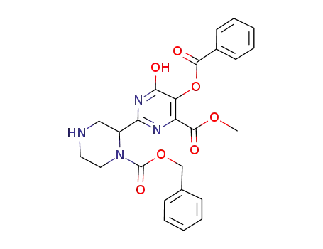 Molecular Structure of 940868-25-7 (methyl 5-(benzoyloxy)-2-{1-[(benzyloxy)carbonyl]piperazin-2-yl}-6-hydroxypyrimidine-4-carboxylate)