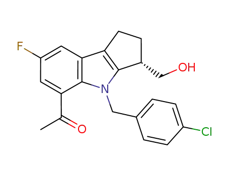 1-((3S)-4-(4-chlorobenzyl)-7-fluoro-3-(hydroxymethyl)-1,2,3,4-tetrahydrocyclo-penta[b]indol-5-yl)ethanone