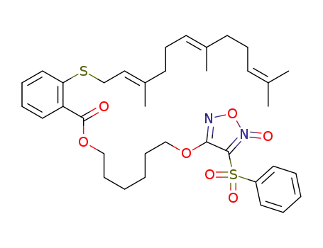 3-(phenylsulfonyl)-4-(6-(2-((2E,6E)-3,7,11-trimethyldodeca-2,6,10-trienylthio)benzoyloxy)hexyloxy)-1,2,5-oxadiazole-2-oxide