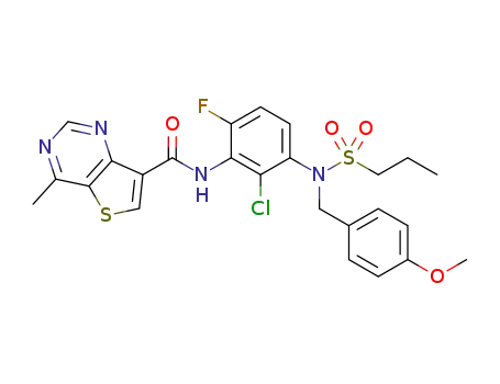 N-(2-chloro-6-fluoro-3-(N-(4-methoxybenzyl)propylsulfonamido)phenyl)-4-methylthieno[3,2-d]pyrimidine-7-carboxamide