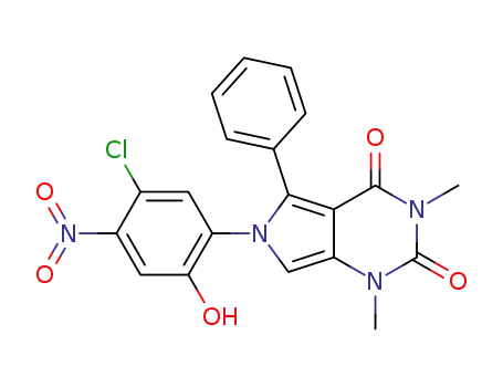 Molecular Structure of 1314872-89-3 (6-(5-chloro-2-hydroxy-4-nitrophenyl)-1,3-dimethyl-5-phenyl-1H-pyrrolo[3,4-d]pyrimidine-2,4(3H,6H)-dione)