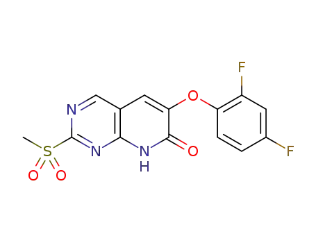Molecular Structure of 1280218-26-9 (6-(2,4-difluorophenoxy)-2-methylsulfonyl-8H-pyrido[2,3-d]pyrimidin-7-one)