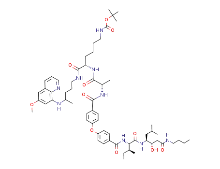 (3S,4S)-4-((2S,3S)-2-(4-(4-((S)-((S)-1-(6-(tert-butoxycarbamoyl)-1-(4-(6-methoxyquinolin-8-ylamino)pentylamino)-1-oxohexan-2-ylamino)-1-oxopropan-2-yl)carbamoyl)phenoxy)benzamido)-3-methylpentanamido)-3-hydroxy-6-methylheptanoic acid butylamide