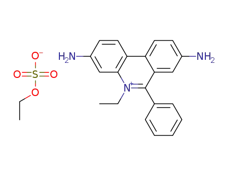 Molecular Structure of 1282522-36-4 (3,8-diamino-5-ethyl-6-phenylphenanthridinium ethyl sulfate)