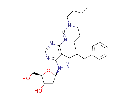 1-(2-deoxy-β-D-erythro-pentofuranosyl)-4-{[(di(n-butyl)amino)methylidene]amino}-3-(2-phenylethyl)-1H-pyrazolo[3,4-d]pyrimidine