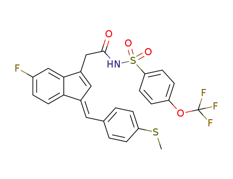 (E)-2-(5-fluoro-1-(4-(methylthio)benzylidene)-1H-inden-3-yl)-N-(4-(trifluoromethoxy)phenylsulfonyl)acetamide