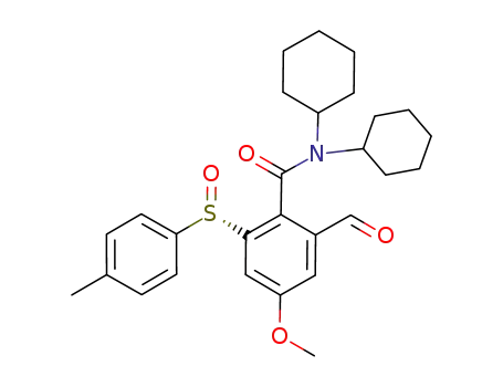 Molecular Structure of 879899-89-5 (Benzamide,
N,N-dicyclohexyl-2-formyl-4-methoxy-6-[(S)-(4-methylphenyl)sulfinyl]-)