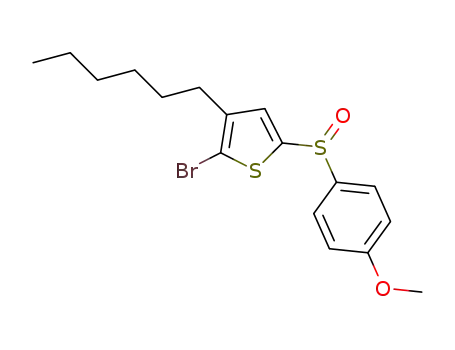 Molecular Structure of 1435937-76-0 (2-bromo-3-hexyl-5-((4-methoxyphenyl)sulfinyl)thiophene)