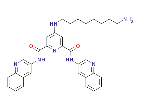 Molecular Structure of 1592668-41-1 (4-((8-aminooctyl)amino)-N<sub>2</sub>,N<sub>6</sub>-di(quinolin-3-yl)pyridine-2,6-dicarboxamide)