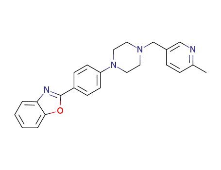 Molecular Structure of 1426259-87-1 (2-(4-(4-((6-methylpyridin-3-yl)methyl)piperazin-1-yl)phenyl)benzo[d]oxazole)