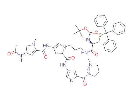 [1-(3-{4-[(4-acetylamino-1-methyl-1<i>H</i>-pyrrole-2-carbonyl)-amino]-2-[5-(3-dimethylamino-propylcarbamoyl)-1-methyl-1<i>H</i>-pyrrol-3-ylcarbamoyl]-pyrrol-1-yl}-propylcarbamoyl)-2-tritylsulfanyl-ethyl]-carbamic acid <i>tert</i>-butyl ester