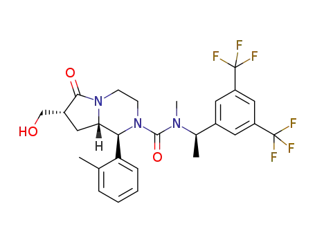 Molecular Structure of 1453068-70-6 (N-[(1R)-1-[3,5-bis(trifluoromethyl)phenyl]ethyl]-7-(hydroxymethyl)-N-methyl-1-(2-methylphenyl)-6-oxo-octahydropyrrolo[1,2-a]piperazine-2-carboxamide)