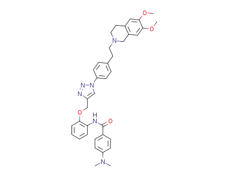 Molecular Structure of 1610804-93-7 (N-(2-((1-(4-(2-(6,7-dimethoxy-3,4-dihydroisoquinolin-2(1H)-yl)ethyl)phenyl)-1H-1,2,3-triazol-4-yl)methoxy)phenyl)-4-(dimethylamino)benzamide)
