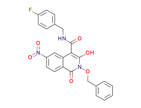 Molecular Structure of 1609575-99-6 (N-(4-fluorobenzyl)-2-(benzyloxy)-3-hydroxy-6-nitro-1-oxo-1,2-dihydroisoquinoline-4-carboxamide)