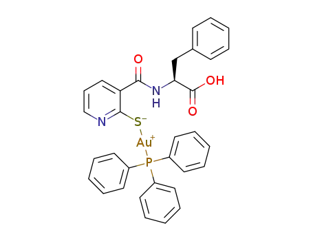 Molecular Structure of 1436394-10-3 ([Au(SPyCONHCHBnCOOH)(PPh<sub>3</sub>)])