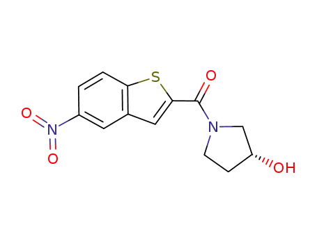 Molecular Structure of 832103-02-3 (3-Pyrrolidinol, 1-[(5-nitrobenzo[b]thien-2-yl)carbonyl]-, (3R)-)