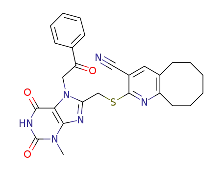 2-({[3-methyl-2,6-dioxo-7-(2-oxo-2-phenylethyl)-2,3,6,7-tetrahydro-1H-purin-8-yl]methyl}thio)-5,6,7,8,9,10-hexahydrocycloocta[b]pyridine-3-carbonitrile
