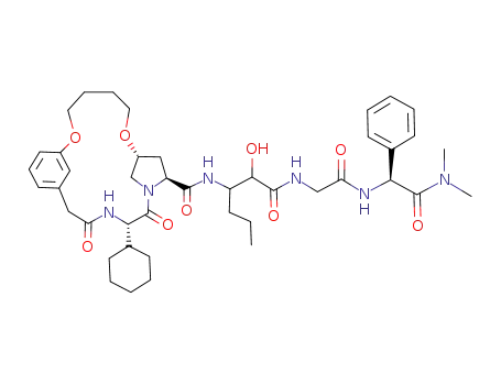 (5S,8S,10R)-5-Cyclohexyl-3,6-dioxo-11,16-dioxa-4,7-diaza-tricyclo[15.3.1.1<sup>7,10</sup>]docosa-1<sup>(20)</sup>,17<sup>(21)</sup>,18-triene-8-carboxylic acid {1-[({[((S)-dimethylcarbamoyl-phenyl-methyl)-carbamoyl]-methyl}-carbamoyl)-hydroxy-methyl]-butyl}-amide