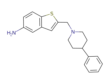 Molecular Structure of 832102-98-4 (Benzo[b]thiophen-5-amine, 2-[(4-phenyl-1-piperidinyl)methyl]-)