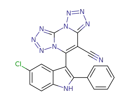 5-(5'-chloro-2'-phenyl-1H-indol-3'-yl)ditetrazolo[1,5-a;1',5'-c]pyrimidin-6-carbonitrile