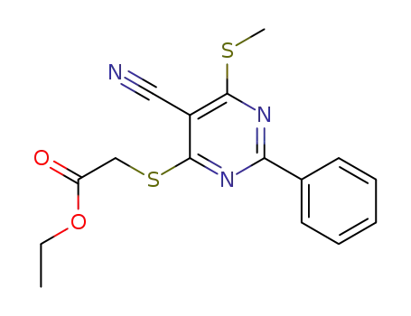 ethyl 2-(5-cyano-6-(methylthio)-2-phenylpyrimidin-4-ylthio)acetate
