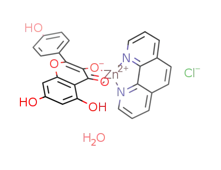 Molecular Structure of 1482348-51-5 ((κ<sup>2</sup>-O,O-kaempferol)(κ<sup>2</sup>-N,N-1,10-phenanthroline)zinc(II) chloride)