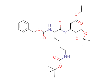 3-(2-benzyloxycarbonylamino-6-<i>tert</i>-butoxycarbonylamino-hexanoylamino)-3-(2,2-dimethyl-[1,3]dioxolan-4-yl)-propionic acid ethyl ester