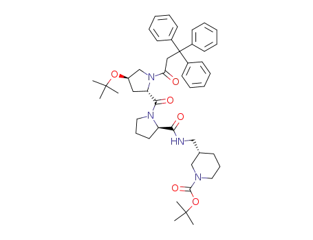 Molecular Structure of 545380-41-4 ((S)-3-[({(R)-1-[(2S,4R)-4-tert-Butoxy-1-(3,3,3-triphenyl-propionyl)-pyrrolidine-2-carbonyl]-pyrrolidine-2-carbonyl}-amino)-methyl]-piperidine-1-carboxylic acid tert-butyl ester)