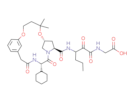 {3-[((7R,9S,12S)-12-Cyclohexyl-5,5-dimethyl-11,14-dioxo-2,6-dioxa-10,13-diaza-tricyclo[14.3.1.1<sup>7,10</sup>]henicosa-1<sup>(20)</sup>,16,18-triene-9-carbonyl)-amino]-2-oxo-hexanoylamino}-acetic acid