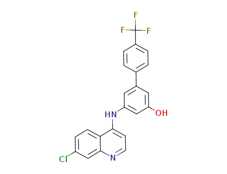 Molecular Structure of 927407-98-5 (5-(7-chloro-quinolin-4-ylamino)-4'-trifluoromethyl-biphenyl-3-ol)