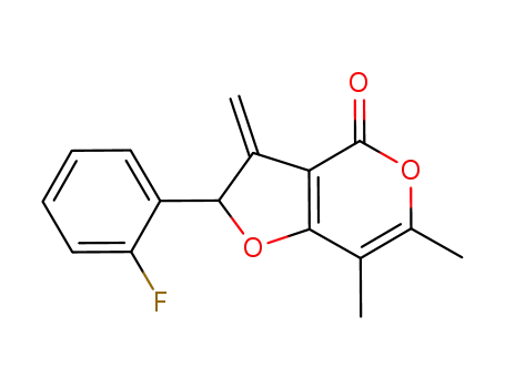 Molecular Structure of 1422048-30-3 (2-(2-fluorophenyl)-6,7-dimethyl-3-methylene-2H-furo[3,2-c]-pyran-4(3H)-one)