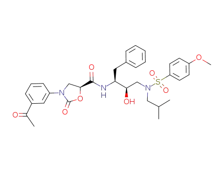 5-Oxazolidinecarboxamide,
3-(3-acetylphenyl)-N-[(1S,2R)-2-hydroxy-3-[[(4-methoxyphenyl)sulfonyl](
2-methylpropyl)amino]-1-(phenylmethyl)propyl]-2-oxo-, (5S)-